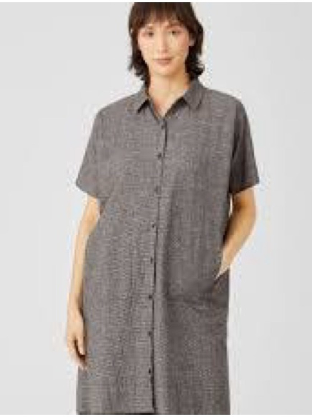 EILEEN FISHER Lightweight Black & White Button-Front Shirt dress small - Picture 3 of 16
